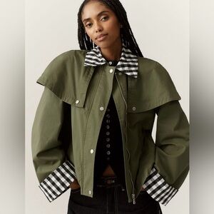 VIRAL Avec Les Filles Gingham Trim Cape Jacket